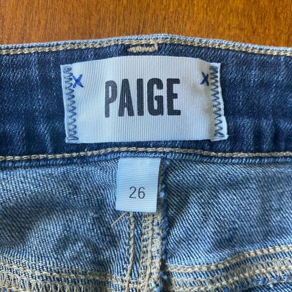Paige Jimmy Jimmy Denim Jean Shortie Shorts Cuffed Medium Wash Womens Size 26 - Picture 3 of 5